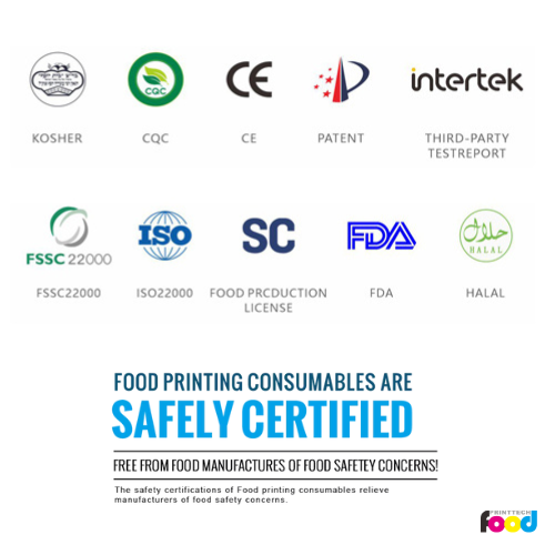 Tecnología de impresión alimentaria |¡Las impresoras de alimentos y tintas comestibles han superado más de 10 certificaciones de seguridad!