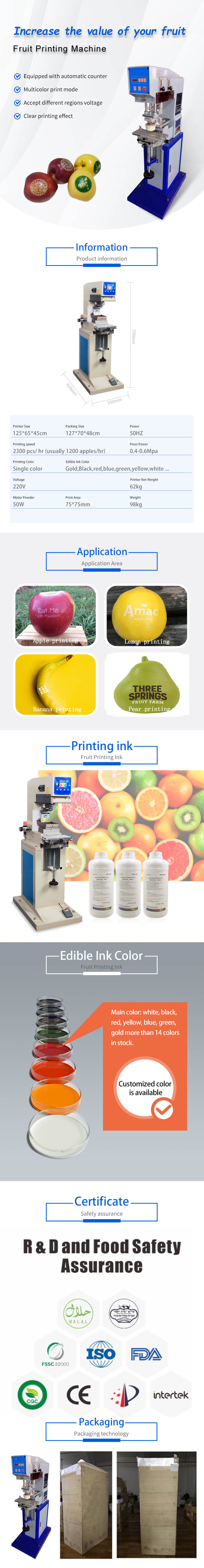 Máquina de impresión de frutas